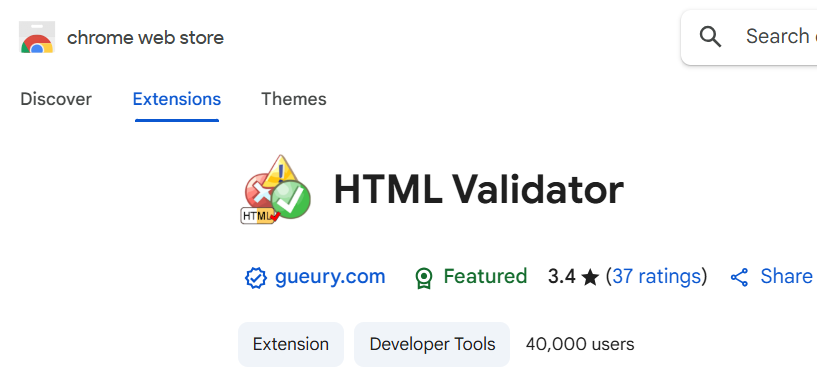 Chrome HTML Validator